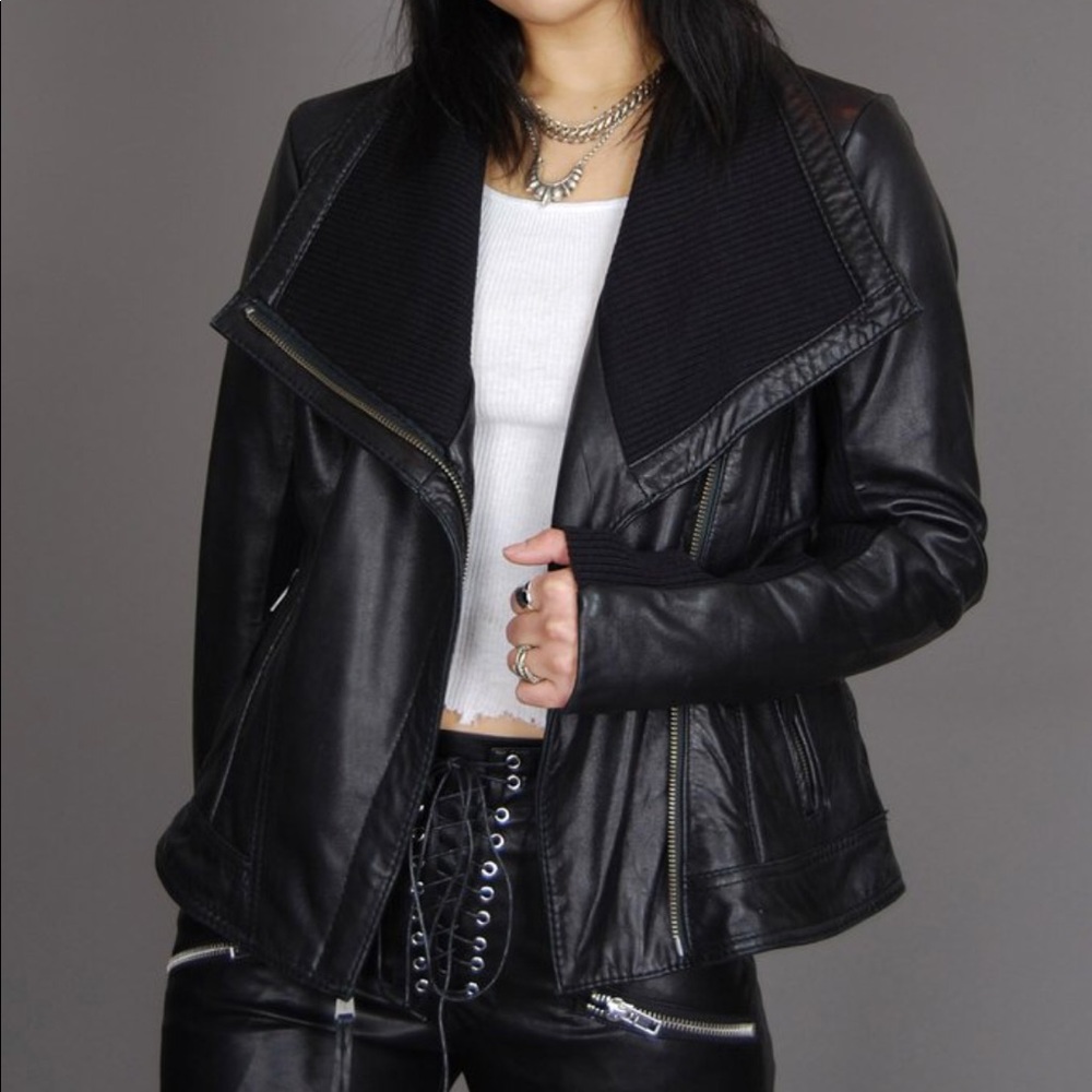 MICHAEL Michael Kors Genuine Leather Moto Jacket